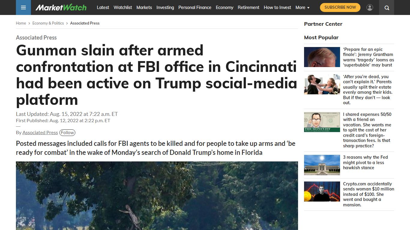 Gunman slain after armed confrontation at FBI office in Cincinnati had ...